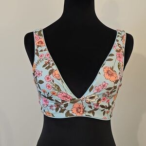Maaji Floral Reversible Bikini Top with Pink and Orange Accents Size M